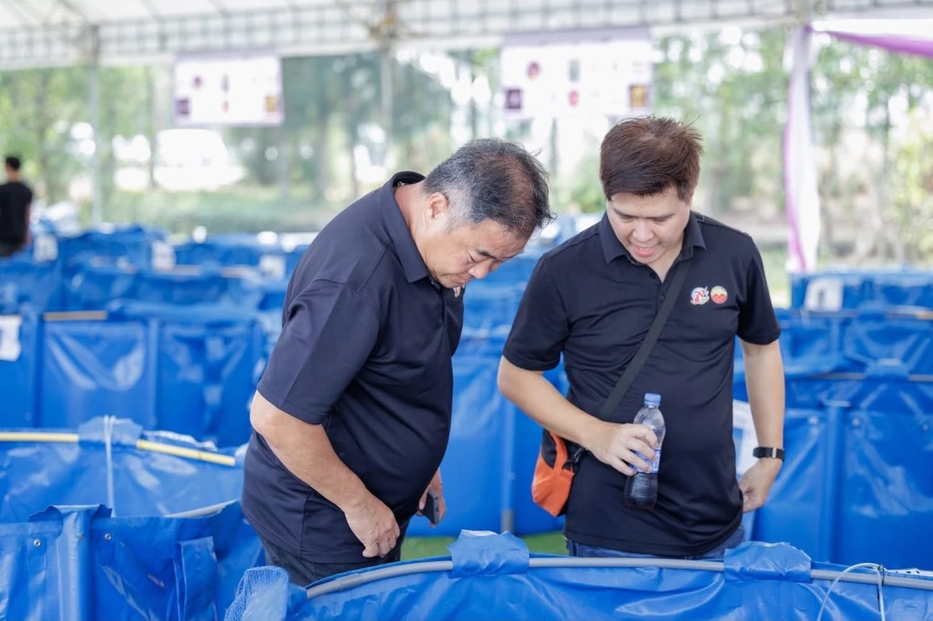 ผู้ร่วมงานชมปลาคาร์ฟบริเวณบ่อประกวด งาน The 9th ZNA East Thailand Young Koi Show 2026