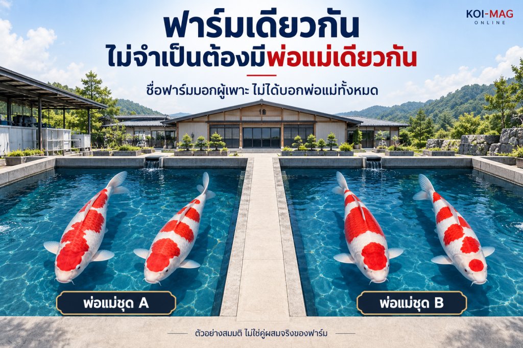 ภาพสมมติพ่อแม่พันธุ์โคฮาคุสองชุดในฟาร์มเดียวกัน