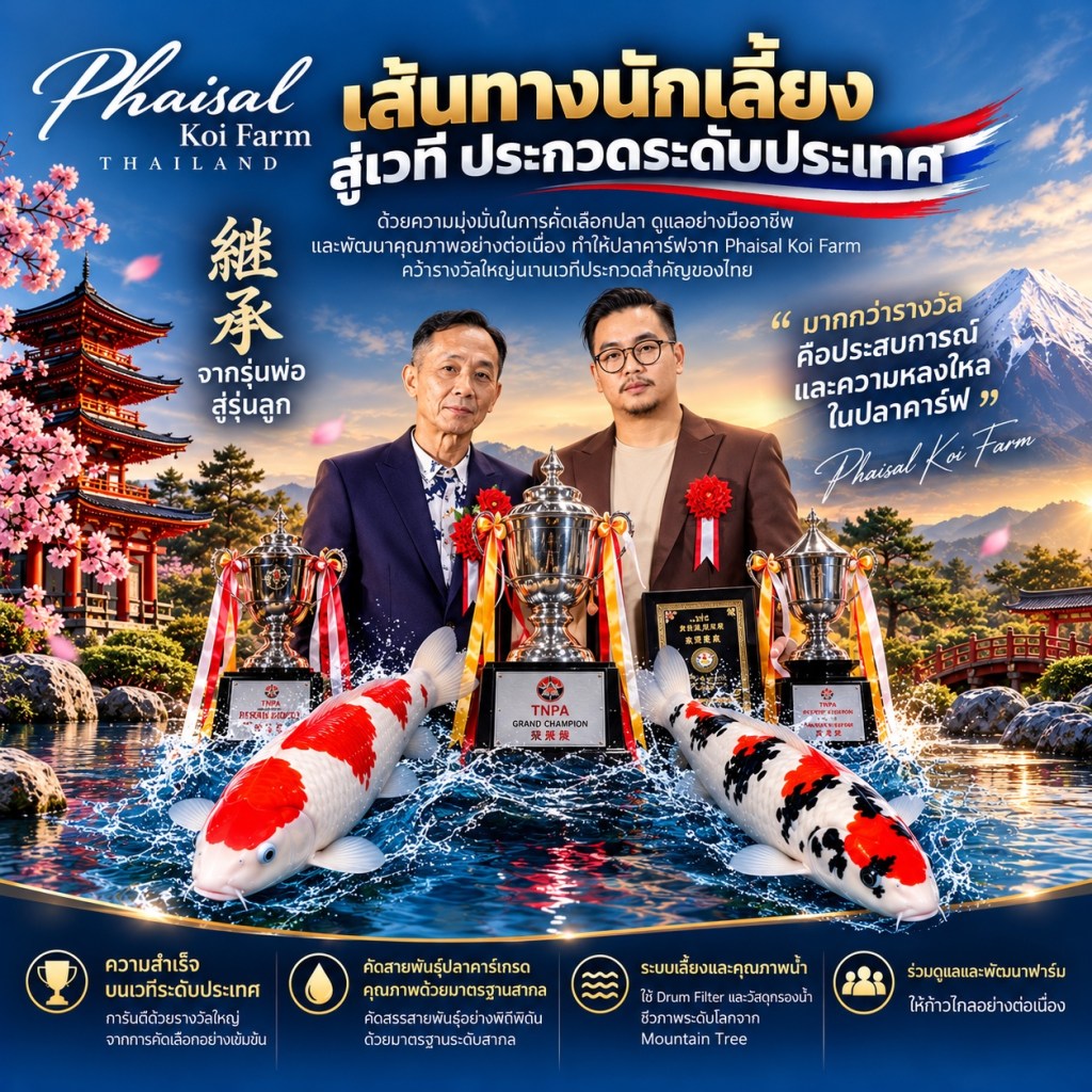 Phaisal Koi Farm: จากรุ่นพ่อสู่รุ่นลูก กับ 6 รางวัล Grand Champion ใน 5 ปี