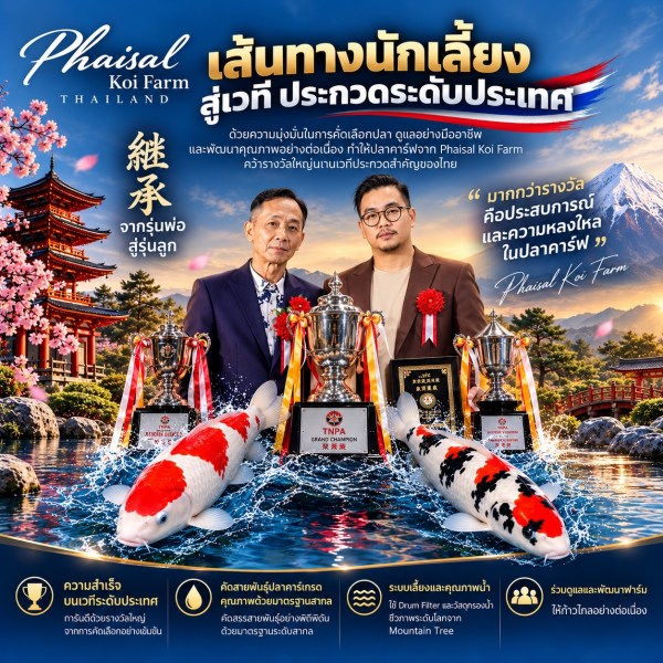 ภาพกราฟิกประกอบเรื่องราว Phaisal Koi Farm จากรุ่นพ่อสู่รุ่นลูก